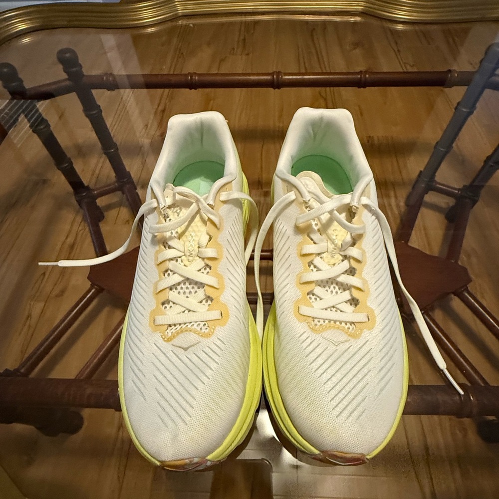 Hoka Cream and Lime Athletic Shoes - Picture 2 of 7